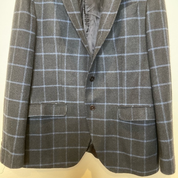 Massimo Dutti Mens Wool Blend Plaid Blazer Two Button Size 46 - Picture 5 of 16